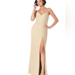 Azazie chiffon dress. Color:champagne size A4. Worn once